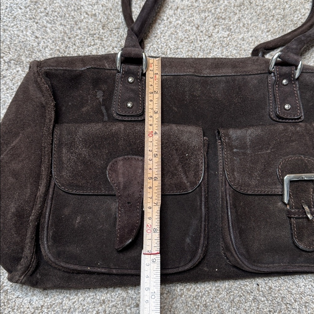 Made in Italy Genuine Leather Suede Hand Saddle Bag in Brown - Picture 4 of 14